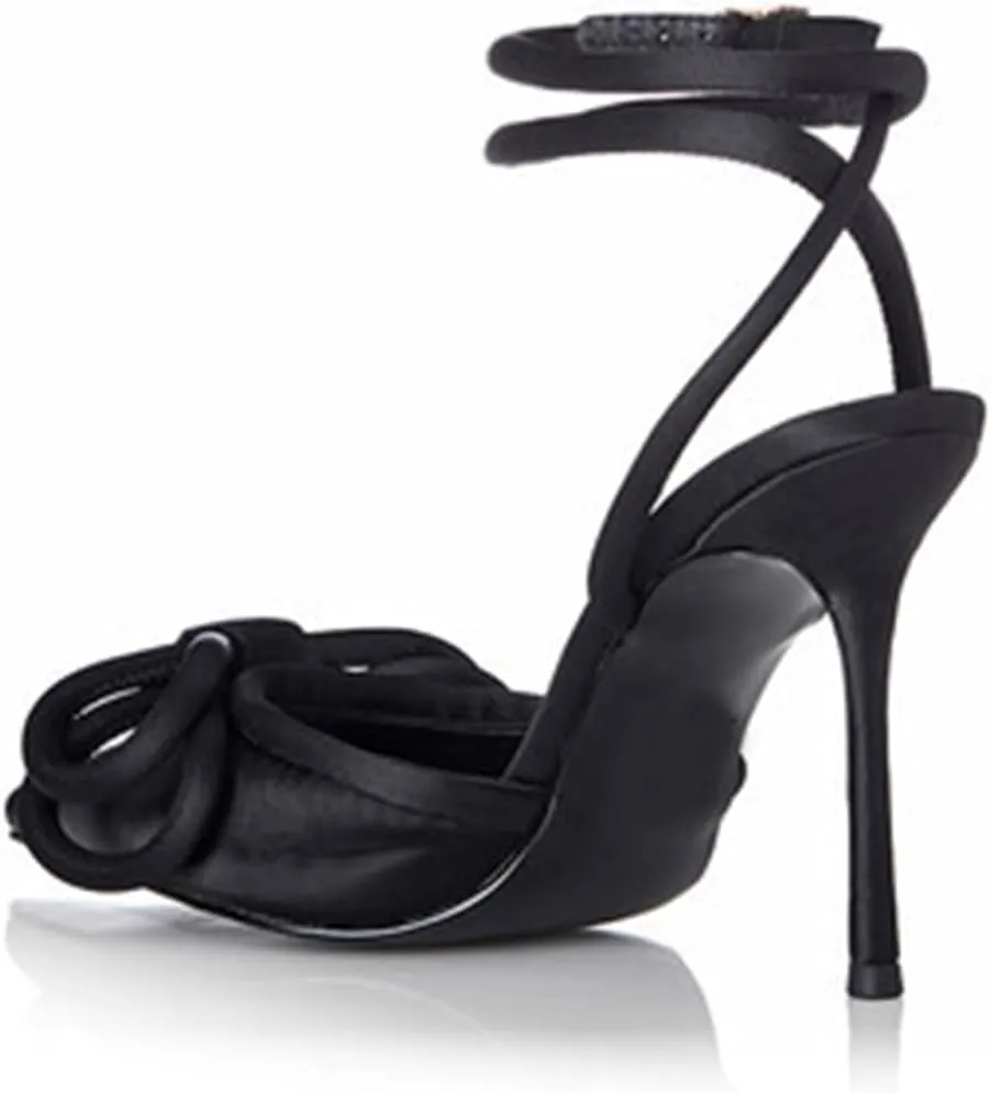 Elegant Women's Sexy Closed Toe Sandals with Bowknot, Fashion Large Size Ponited Toe High Heels for Party, Banquet And Fashion Show