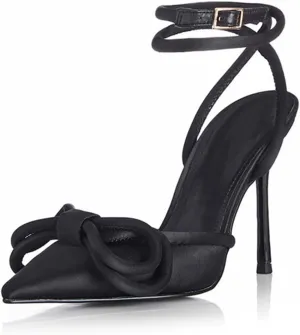 Elegant Women's Sexy Closed Toe Sandals with Bowknot, Fashion Large Size Ponited Toe High Heels for Party, Banquet And Fashion Show