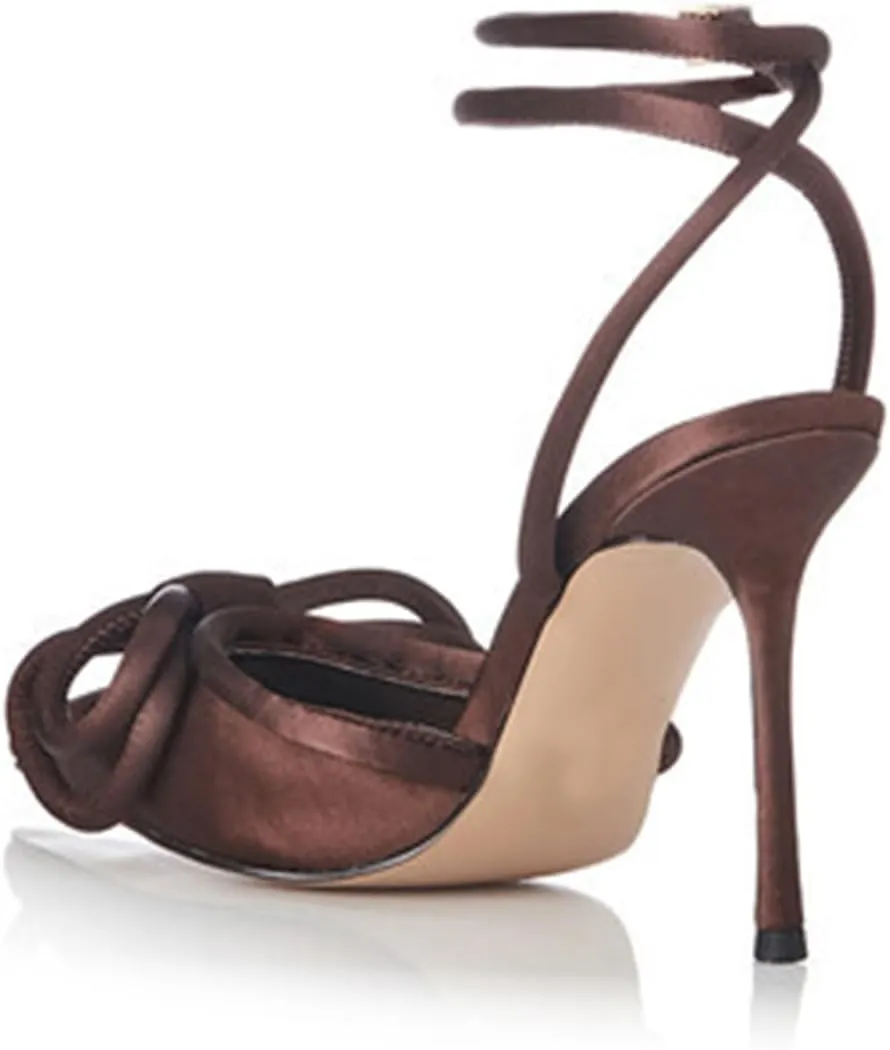 Elegant Women's Sexy Closed Toe Sandals with Bowknot, Fashion Large Size Ponited Toe High Heels for Party, Banquet And Fashion Show