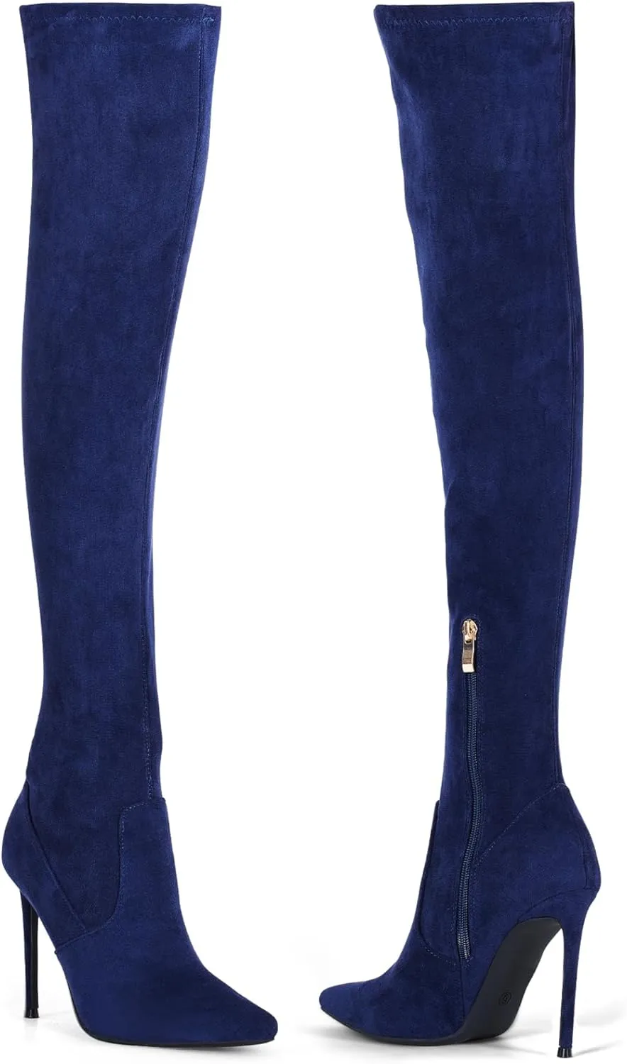 Elisabet Tang Thigh High Boots Over the Knee Boots for Women,Sexy 4.3 inch Stilettos High Heels Boots Stretch Suede Long Pointed Toe Shoes