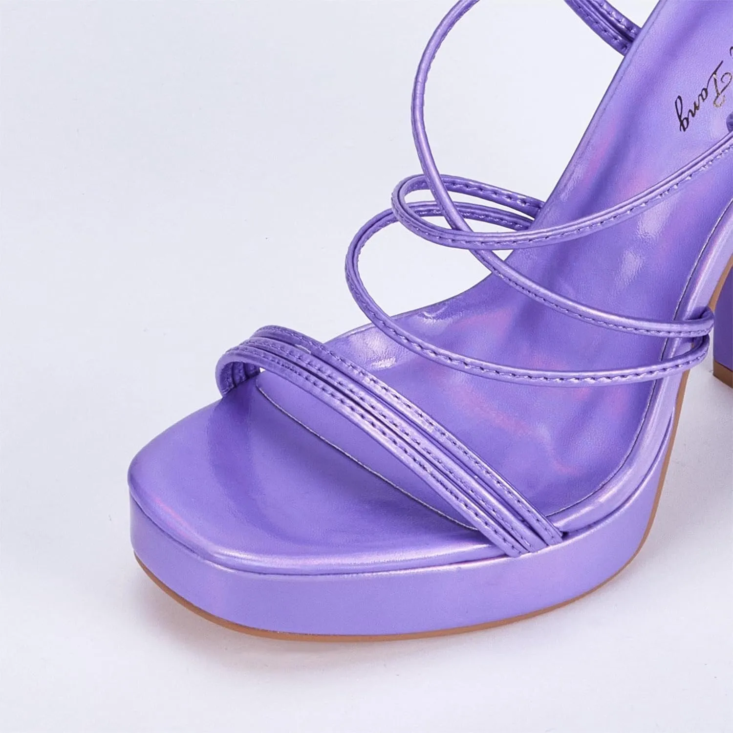 Elisabet Tang Women's Strappy Heeled Sandals, 5 inch Platform Heels Chunky Lace up High Heels Open Toe Party Shoes