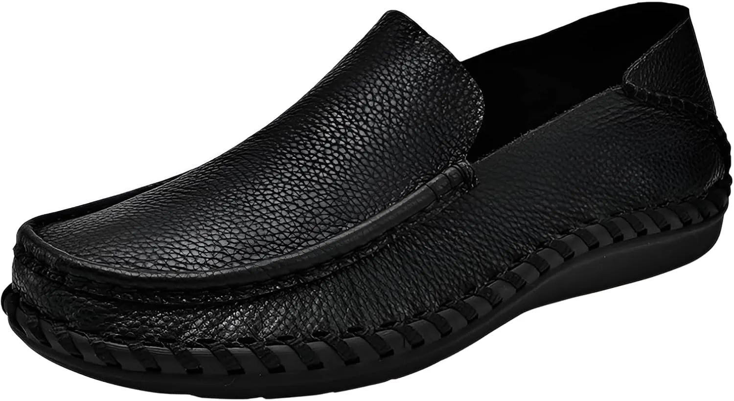 Ellniges]Men's Deck Shoes | Slip- Casual Leather Loafers for Commuting & Workplace | Lightweight Slip-On Moccasins with Dual-Wear Style, Breathable Design for Spring/Summer Dark Brown