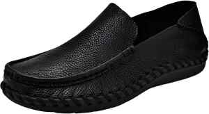 Ellniges]Men's Deck Shoes | Slip- Casual Leather Loafers for Commuting & Workplace | Lightweight Slip-On Moccasins with Dual-Wear Style, Breathable Design for Spring/Summer Dark Brown
