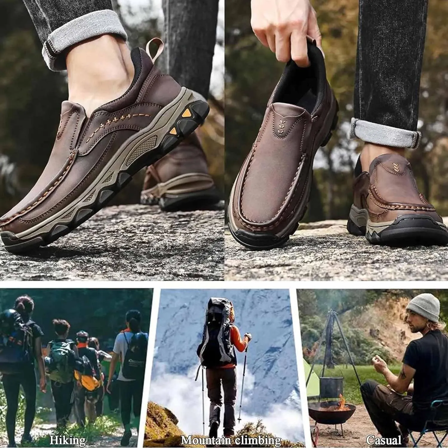 Enjerr Orthopedic Shoes Men, 2025 Enjerr Comfortable Loafers with Arch Support, Hands-Free, Non Slip, Casual Walking Shoes