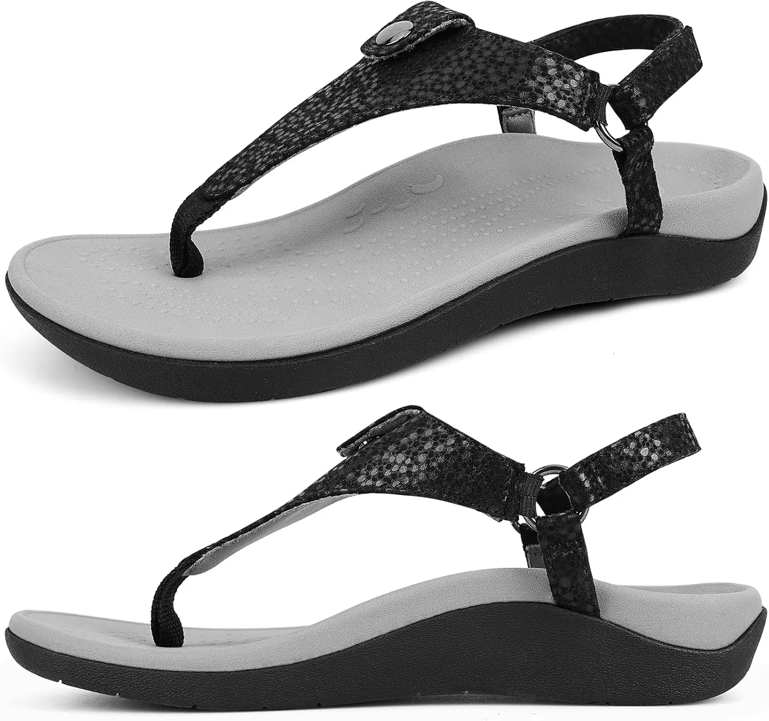 ERGOfoot Orthopedic Sandals for Women, Adjustable Thong Arch Support Flip Flops Stylish Dress Sandals for Standing All Day