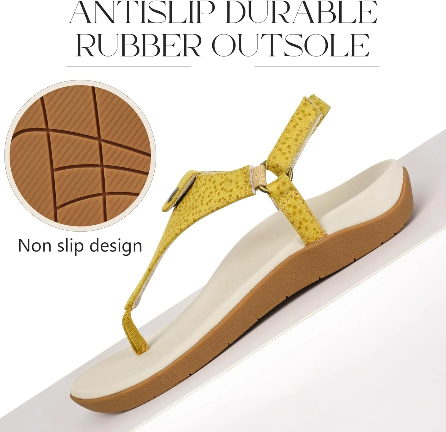 ERGOfoot Orthopedic Sandals for Women, Adjustable Thong Arch Support Flip Flops Stylish Dress Sandals for Standing All Day