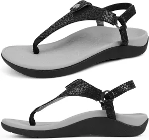 ERGOfoot Orthopedic Sandals for Women, Adjustable Thong Arch Support Flip Flops Stylish Dress Sandals for Standing All Day