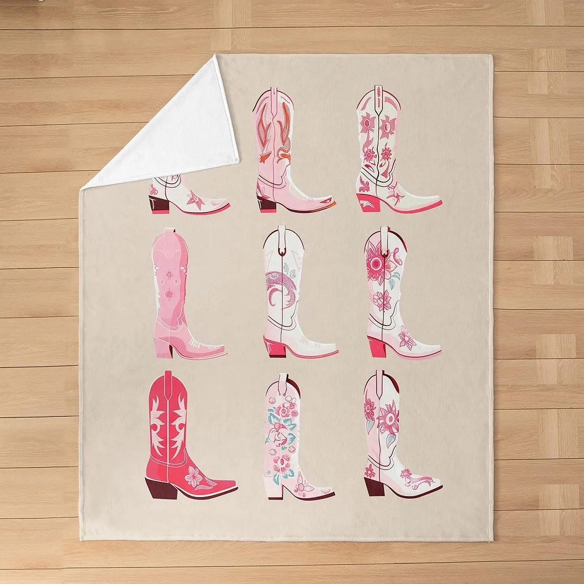 Erosebridal Cowgirl Throw Blanket Throw 50x60 Inch for Bedroom Living Room Sofa Couch,Western Cowboy Boots Fleece Blanket,Wild West Cowgirl Flannel Blankets,Farmhouse Bed Blankets