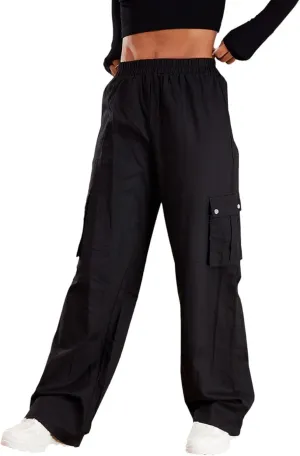 FairBeauty Women's Cargo Pants Straight Wide Leg Pants High Waisted Casual Y2K Streetwear Trousers