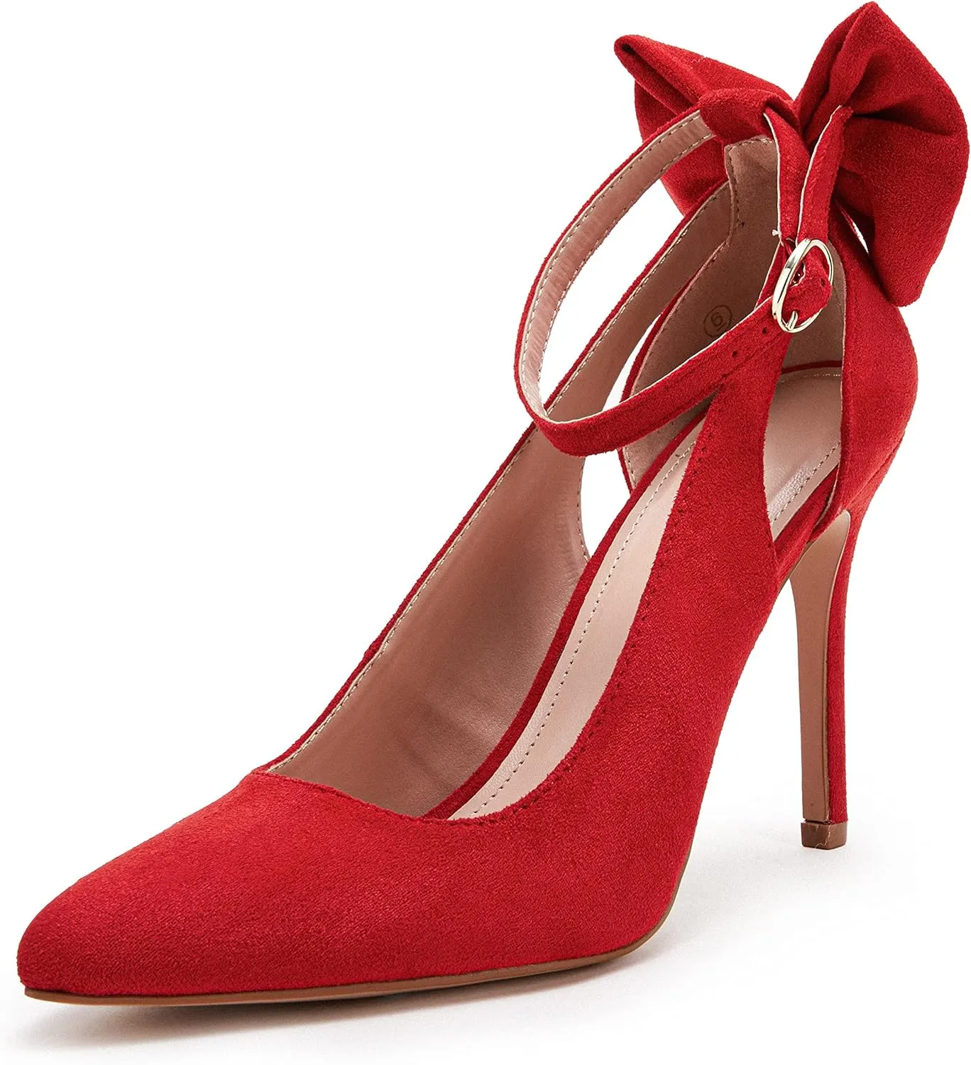 Fashare Womens High Heels Bow Tie Back Sexy Stiletto Ankle Strap Wedding Dress Pumps Shoes