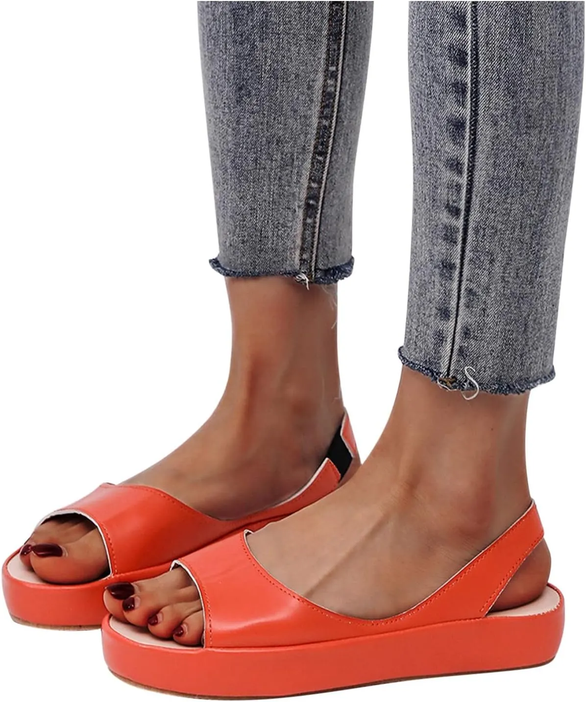 Fashion 2025 Women's Casual Slingback Sandals Summer Comfy Flats Dressy Platform Sandal Shoes Open Toe Footwear