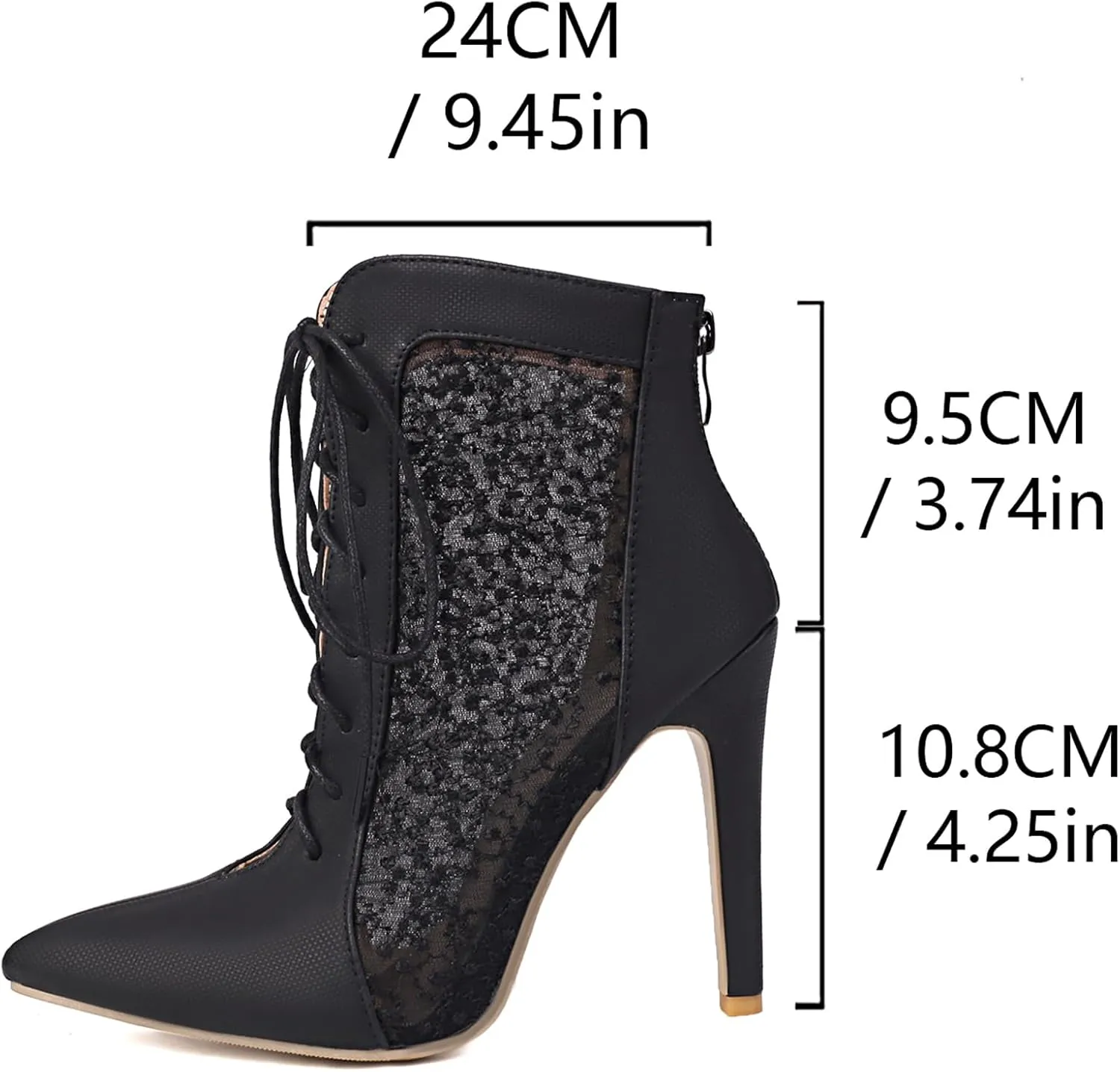 Fashion Mesh Air Lace Summer Booties for Women Pointed Toe Lace Up Dance Booties