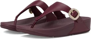 FitFlop Women's Lulu Crystal-Buckle Leather Toe-Post Sandals Wedge