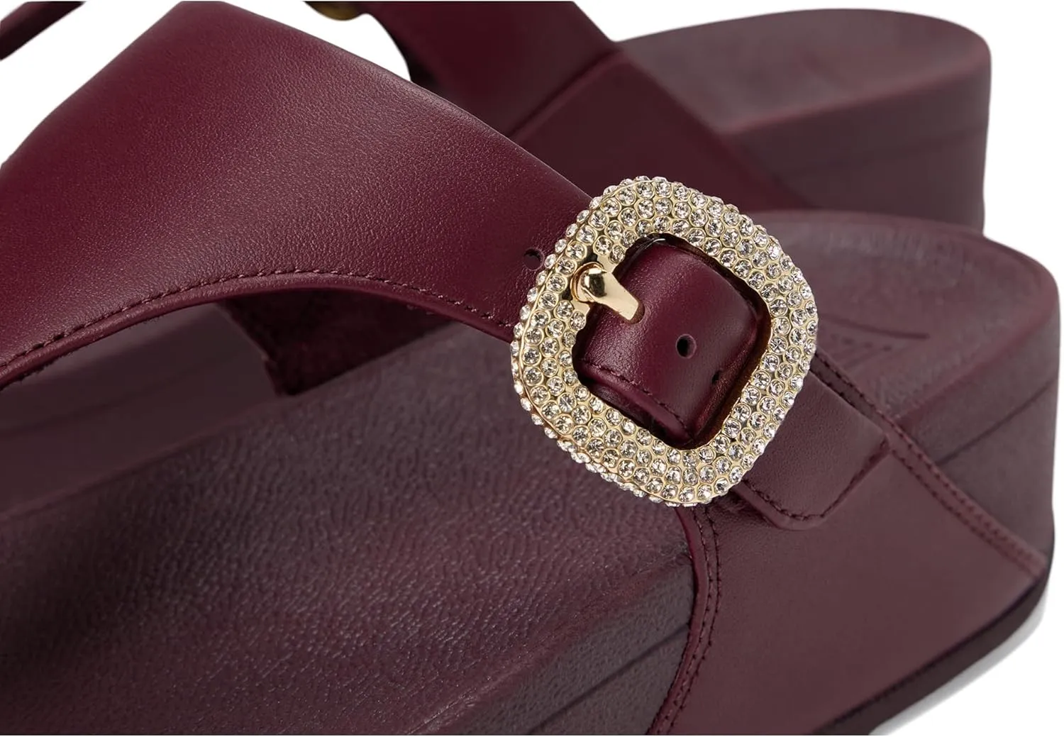 FitFlop Women's Lulu Crystal-Buckle Leather Toe-Post Sandals Wedge