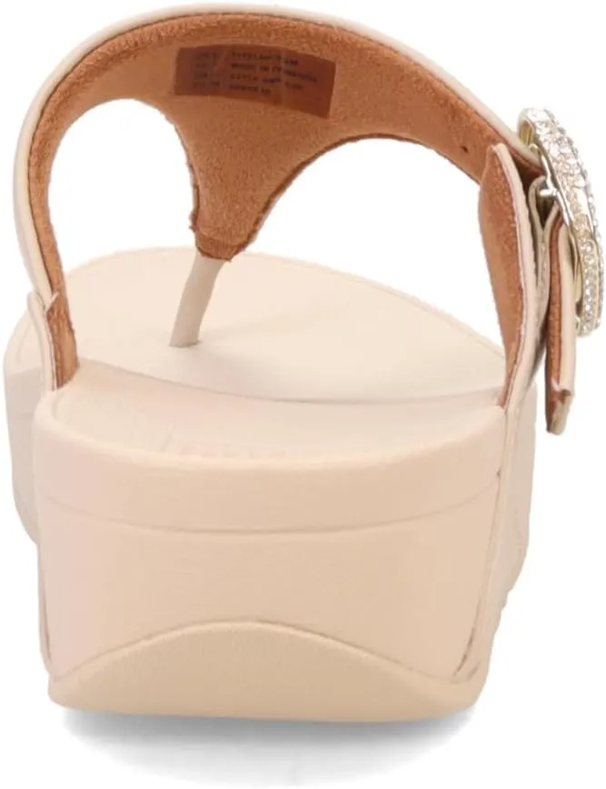 FitFlop Women's Lulu Crystal-Buckle Leather Toe-Post Sandals Wedge