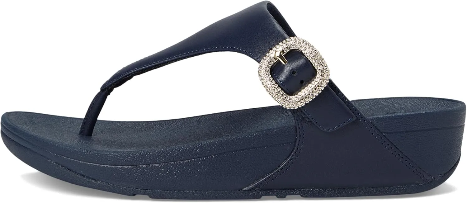 FitFlop Women's Lulu Crystal-Buckle Leather Toe-Post Sandals Wedge