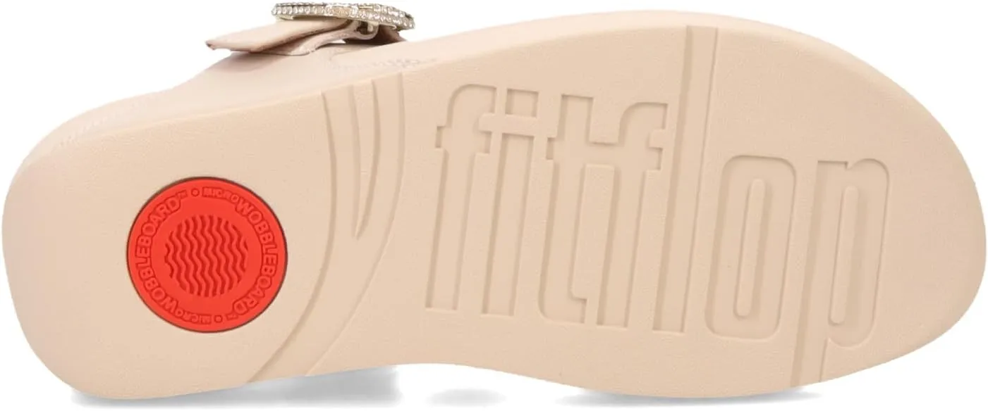 FitFlop Women's Lulu Crystal-Buckle Leather Toe-Post Sandals Wedge