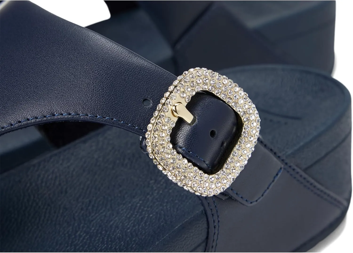 FitFlop Women's Lulu Crystal-Buckle Leather Toe-Post Sandals Wedge