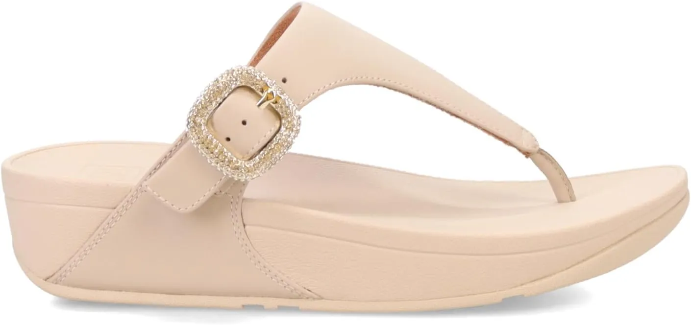 FitFlop Women's Lulu Crystal-Buckle Leather Toe-Post Sandals Wedge
