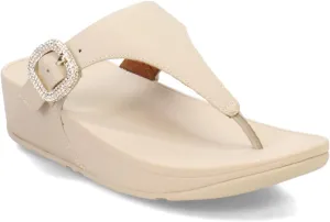 FitFlop Women's Lulu Crystal-Buckle Leather Toe-Post Sandals Wedge