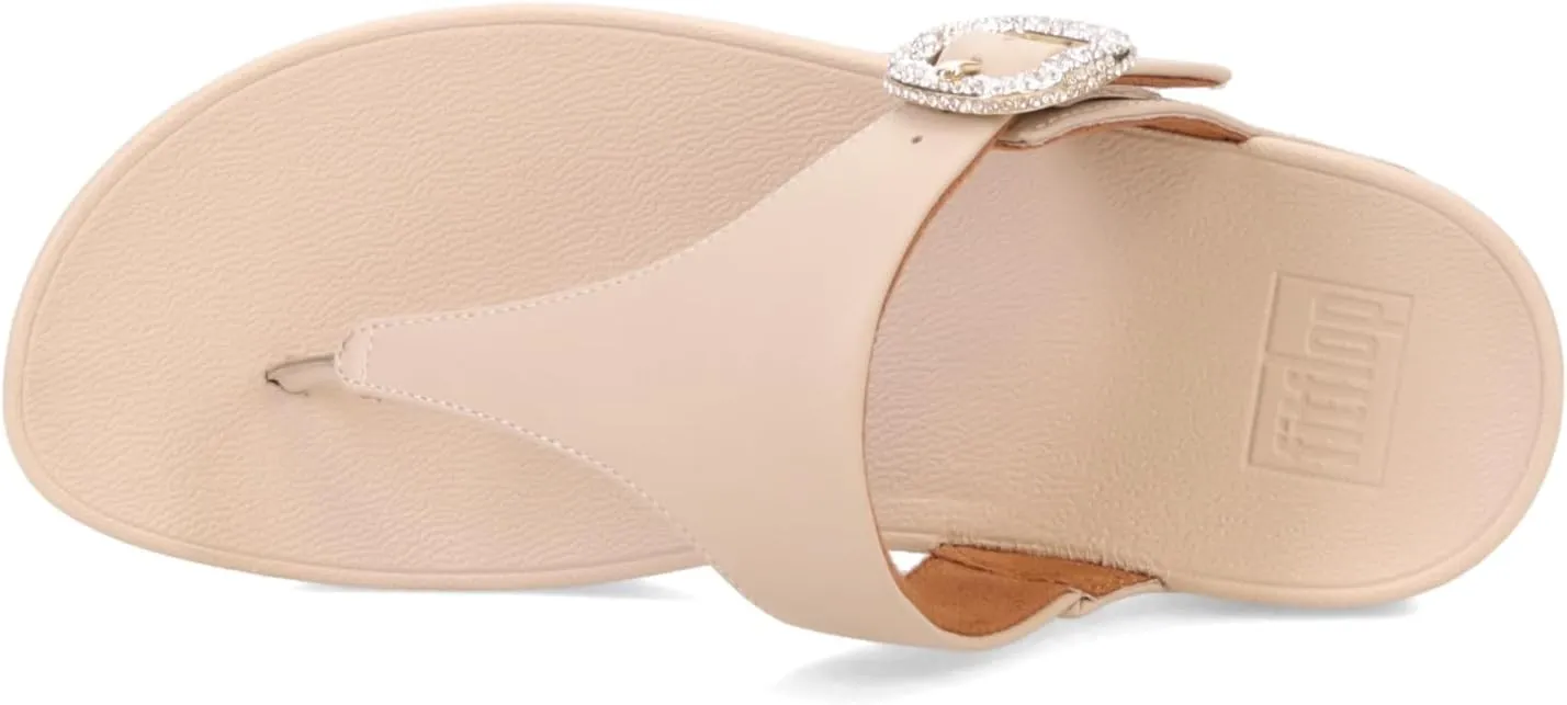 FitFlop Women's Lulu Crystal-Buckle Leather Toe-Post Sandals Wedge