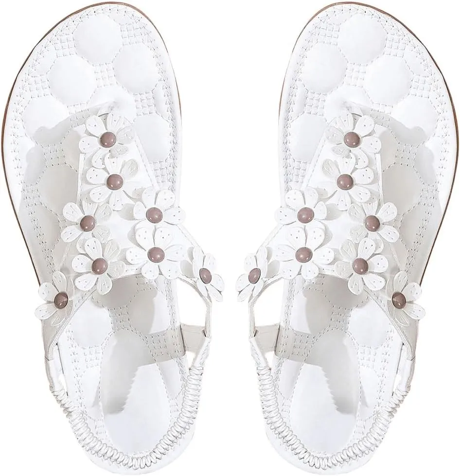 Floerns Women's Elegant Rhinestone Butterfly Transparent Elastic Strap Summer Flat Sandals