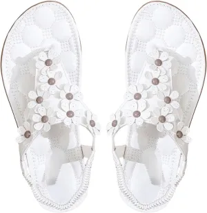 Floerns Women's Elegant Rhinestone Butterfly Transparent Elastic Strap Summer Flat Sandals