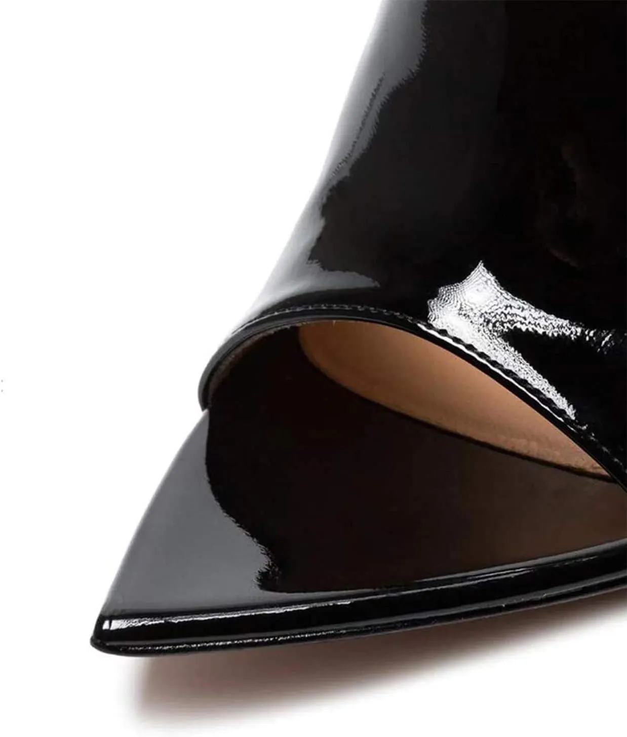 FOWT Chic Leather Pointed Toe Classic Mules Slide Womens Sandals Stylish Thin High 4 IN Heels Elegant Street Dress Office Business Gold Pumps Summer Shoes, US Size 4-16 M