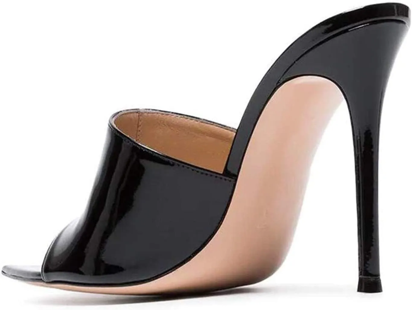 FOWT Chic Leather Pointed Toe Classic Mules Slide Womens Sandals Stylish Thin High 4 IN Heels Elegant Street Dress Office Business Gold Pumps Summer Shoes, US Size 4-16 M