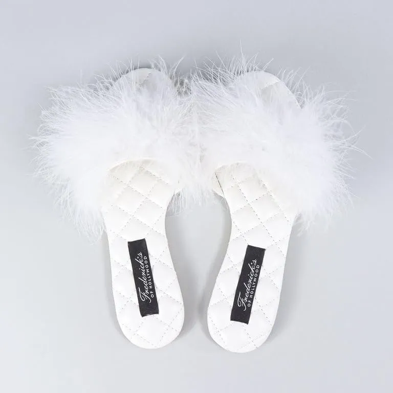 FREDERICK'S OF HOLLYWOOD Feather Flat Sandal with Quilted Foot Bed - Stylish Women's Summer Sandals with Elegant Feather Detailing, FOH-MAXIM