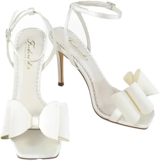 FREDERICK'S OF HOLLYWOOD Open Toe Ankle Strap Bow Stiletto Heel - Elegant Women's Sandals with Bow Detail, Chic High Heel Shoes, FOH-JULIENNE