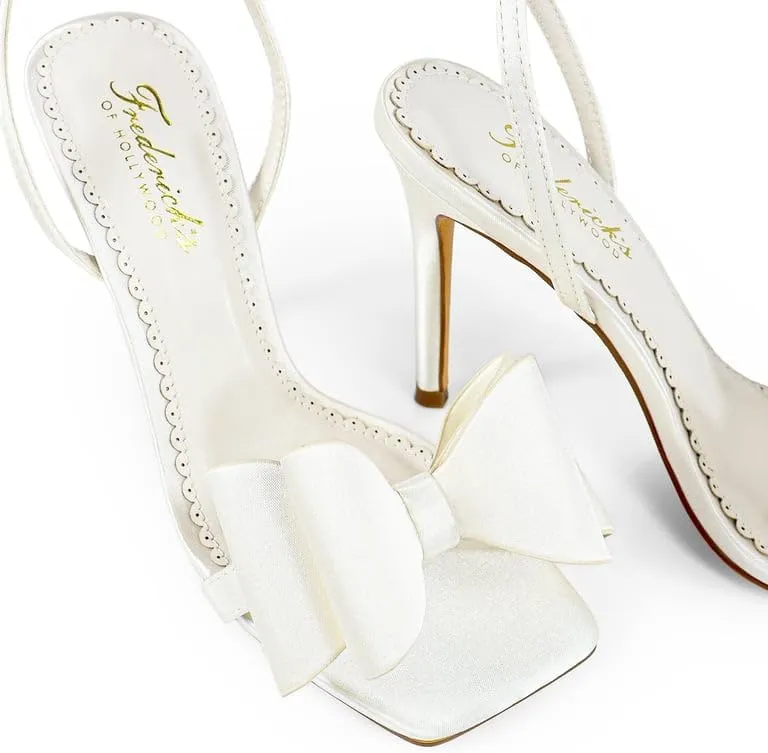 FREDERICK'S OF HOLLYWOOD Open Toe Ankle Strap Bow Stiletto Heel - Elegant Women's Sandals with Bow Detail, Chic High Heel Shoes, FOH-JULIENNE