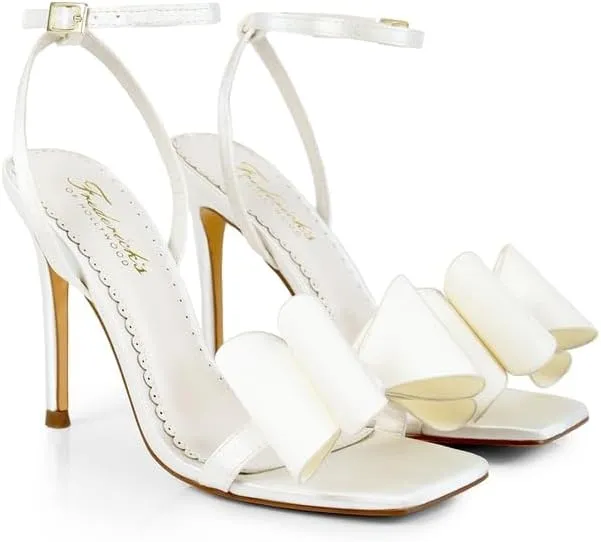 FREDERICK'S OF HOLLYWOOD Open Toe Ankle Strap Bow Stiletto Heel - Elegant Women's Sandals with Bow Detail, Chic High Heel Shoes, FOH-JULIENNE
