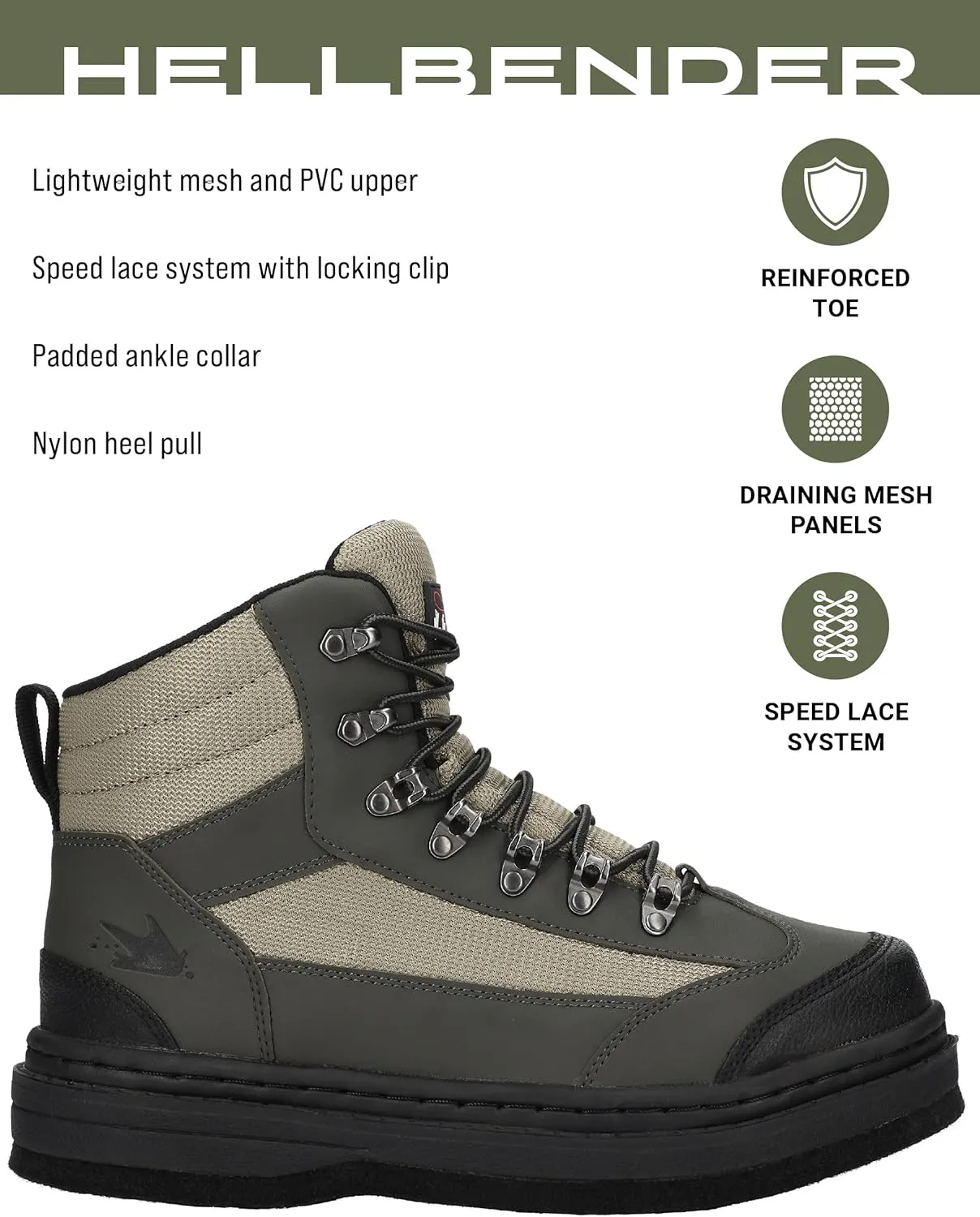 FROGG TOGGS Men's Hellbender Waterproof Fishing Wading Boot for Fishing in Felt or Cleated