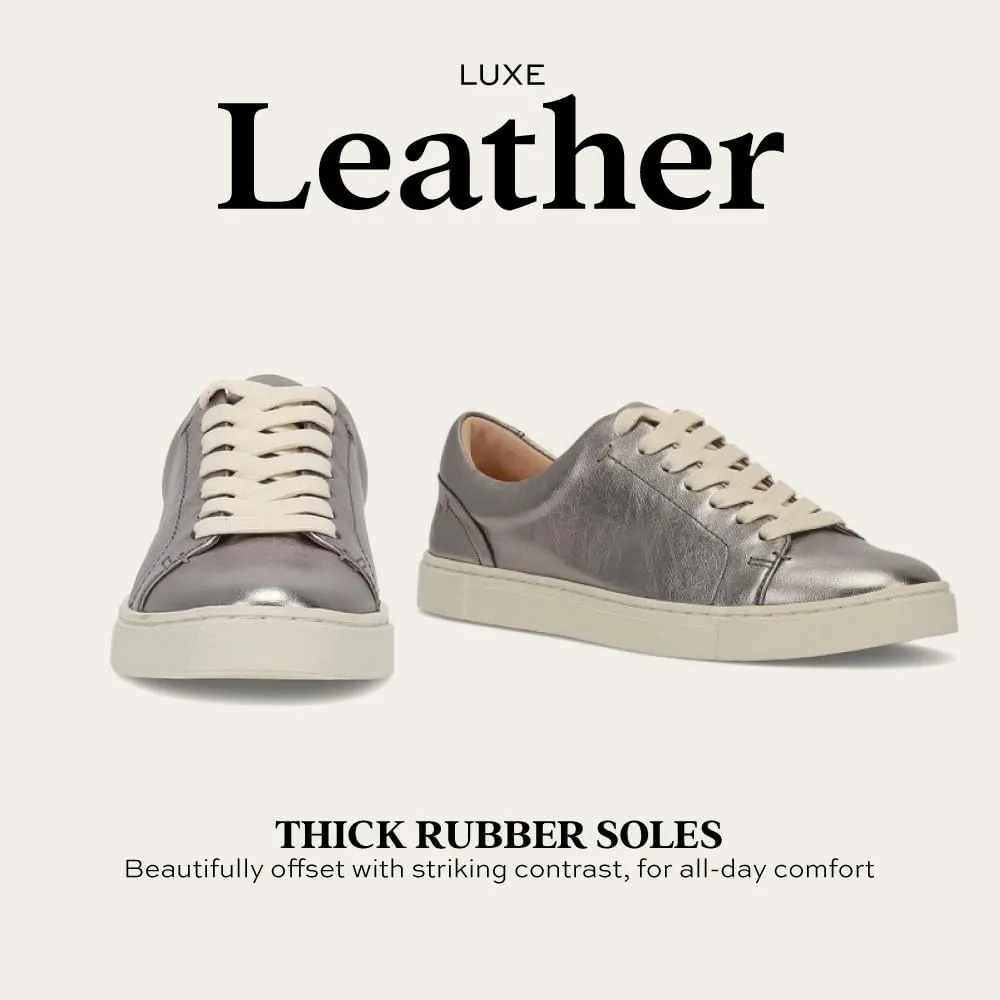 Frye Ivy Low Lace Sneakers for Women Crafted from Soft, Vintage Italian Leather with Removable Molded Footbed, Leather Lining, and Contrast White Rubber Outsoles