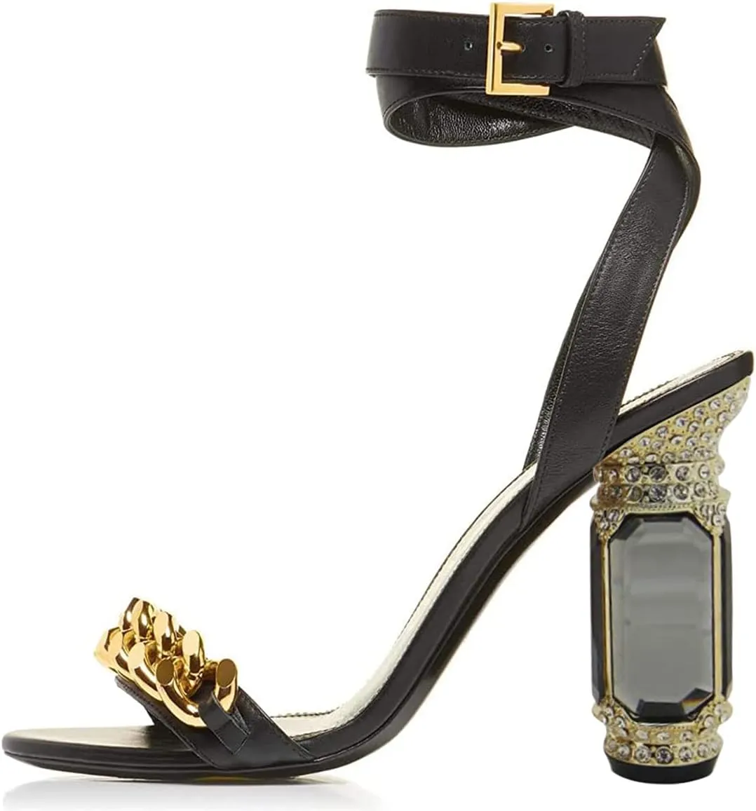 FSJ Women Open Toe Stylish Sandal Ankle Strap Chunky Block High Thick Heels Wedding Party Ballroom Prom Shoes US Size 4-15 US