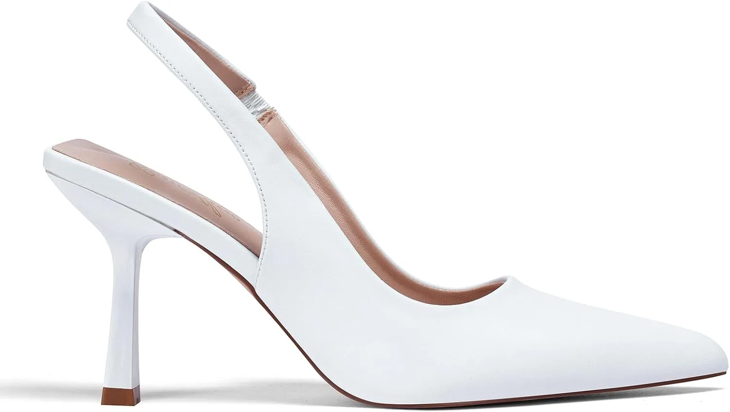 GENSHUO Women's Slingback Kitten Heel Pointed Closed Toe Stiletto Pumps Slip on Elastic Strap Wedding Party Dress Sandals Shoes