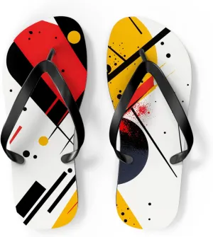 Geometric Print Flip Flops - Stylish Summer Sandals for Beach, Pool & Casual Wear, Fun Vacation Footwear, Unique Gift Idea