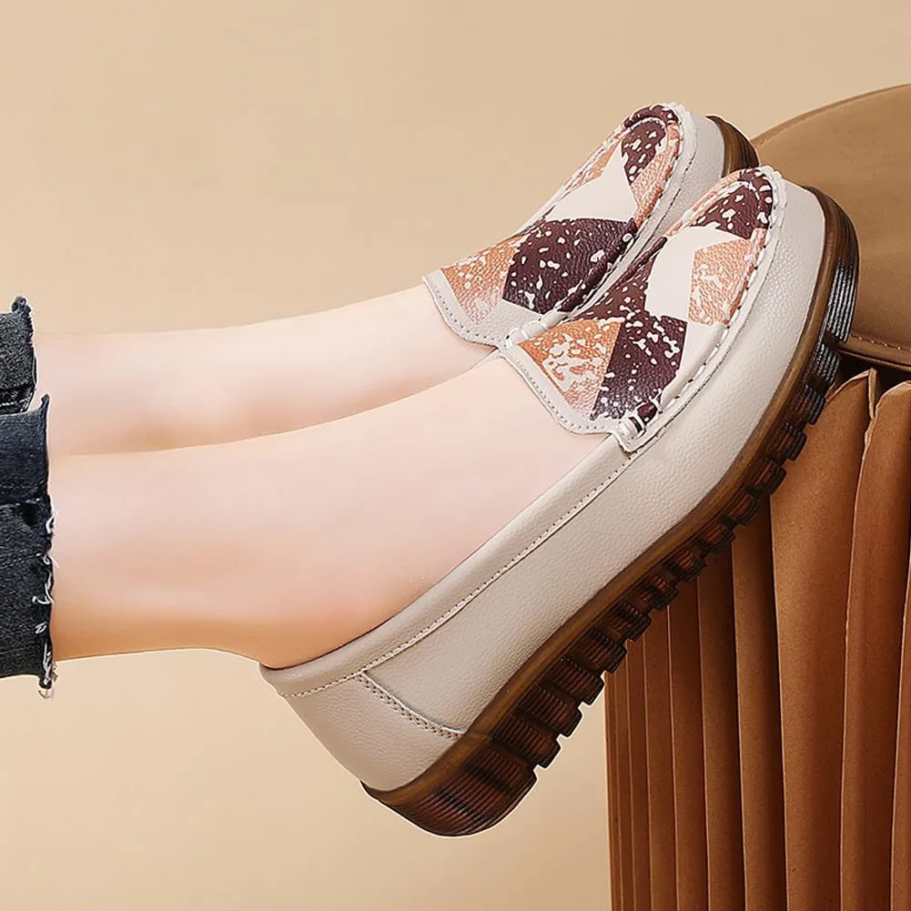 GEXECEUSS Womens Leather Penny Loafers: Comfort Boat Shoes for Working - Lightweight Casual Driving Shoes for Ladies