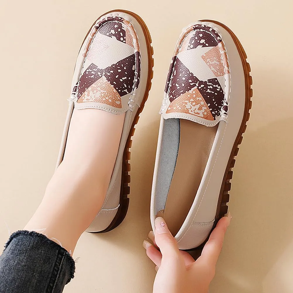 GEXECEUSS Womens Leather Penny Loafers: Comfort Boat Shoes for Working - Lightweight Casual Driving Shoes for Ladies