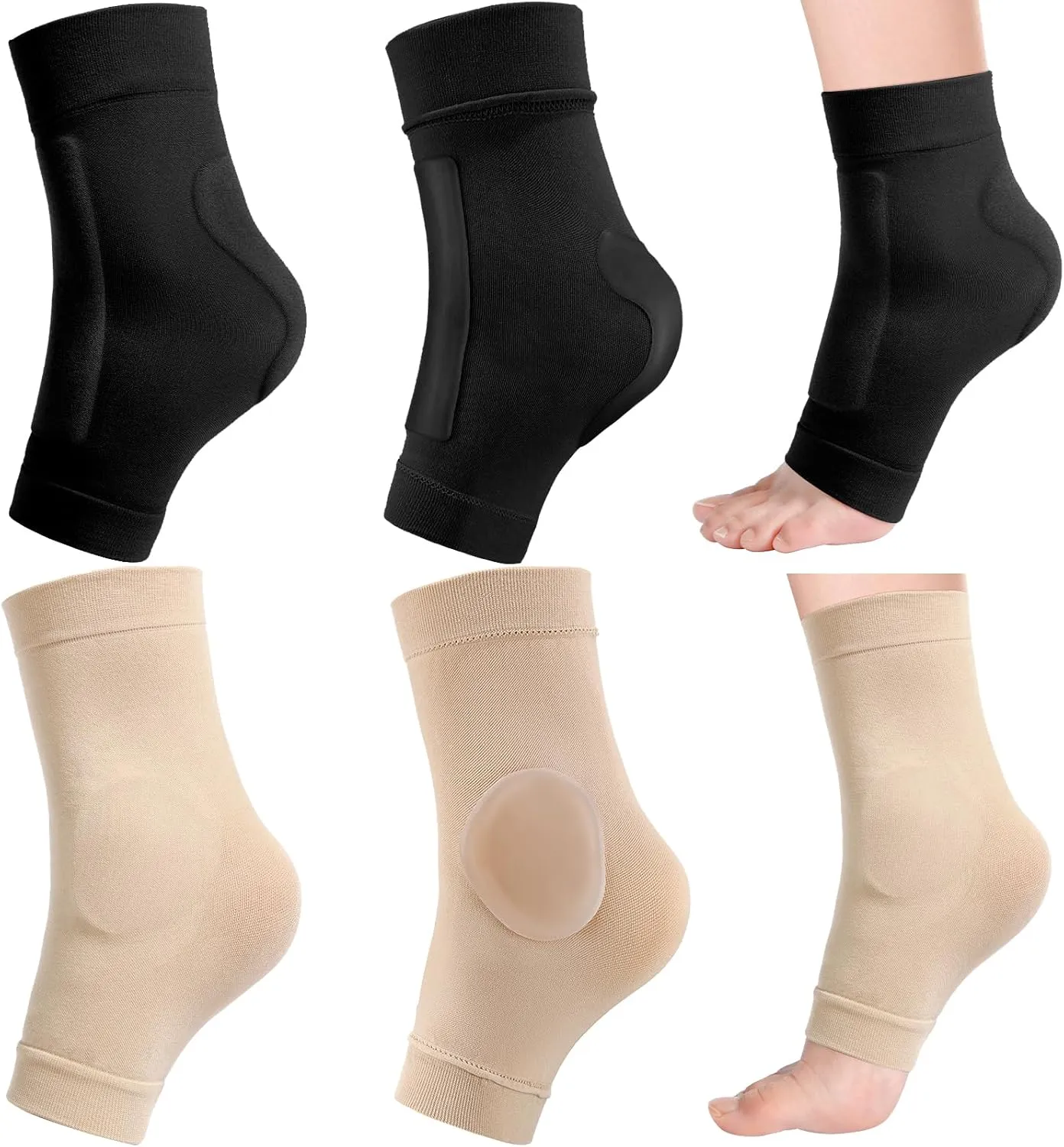 Geyoga 2 Pairs Ice Skating Socks for Women Tendon Heel Ankle Protector Padded Guards Ankle Sleeve Pad ski Splints