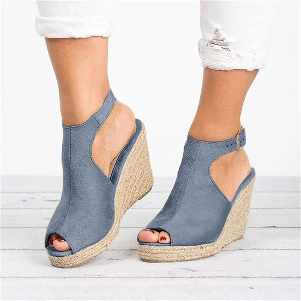 Gibobby Womens Summer Shoes,Women's Fish Mouth Espadrilles Slingback Platforms Sandals High Heel Ankle Strap Beach Shoes