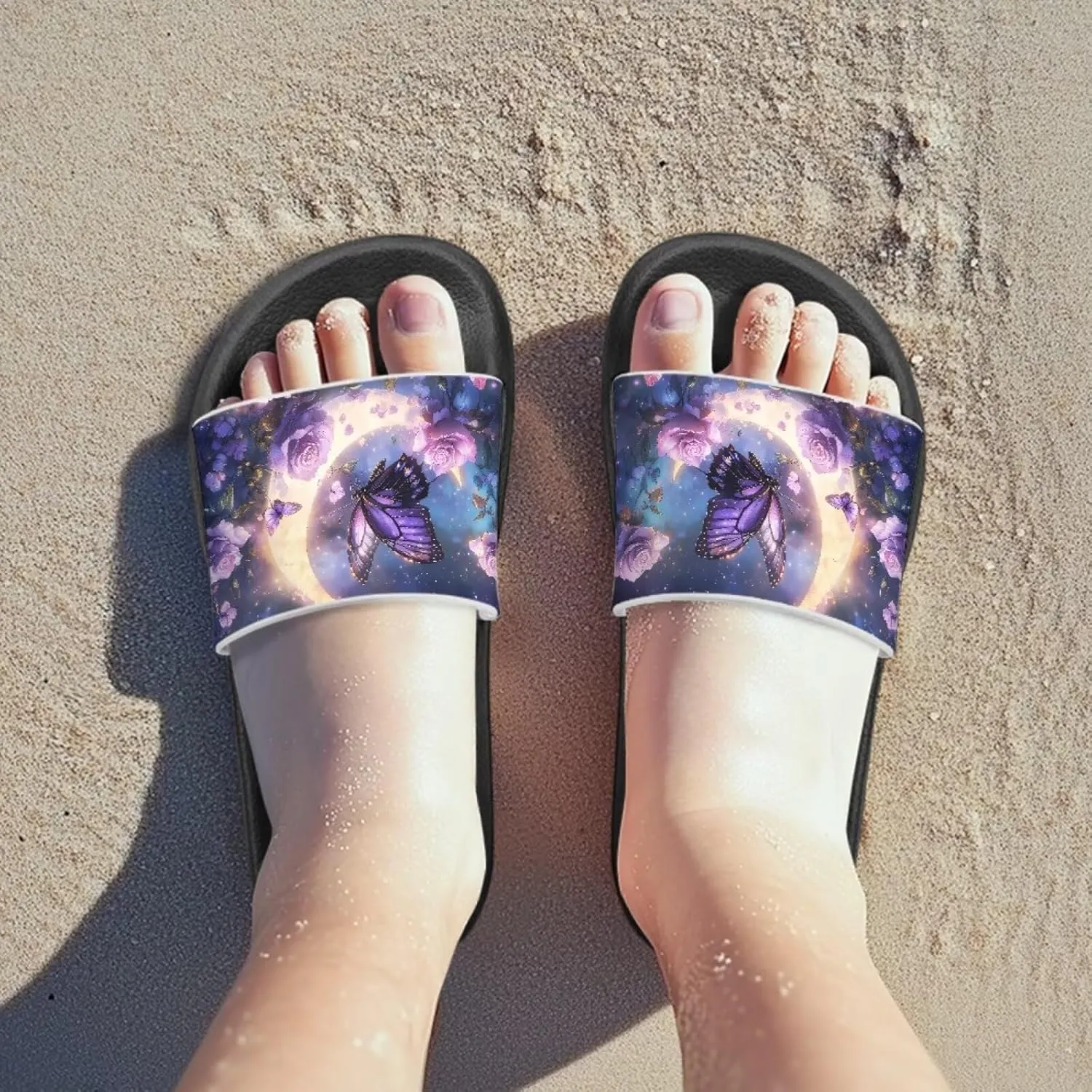 Girls Slide Sandals Non Slip Summer House Slippers Kids Open Toe Beach Slides Stylish Kids Shower Shoes