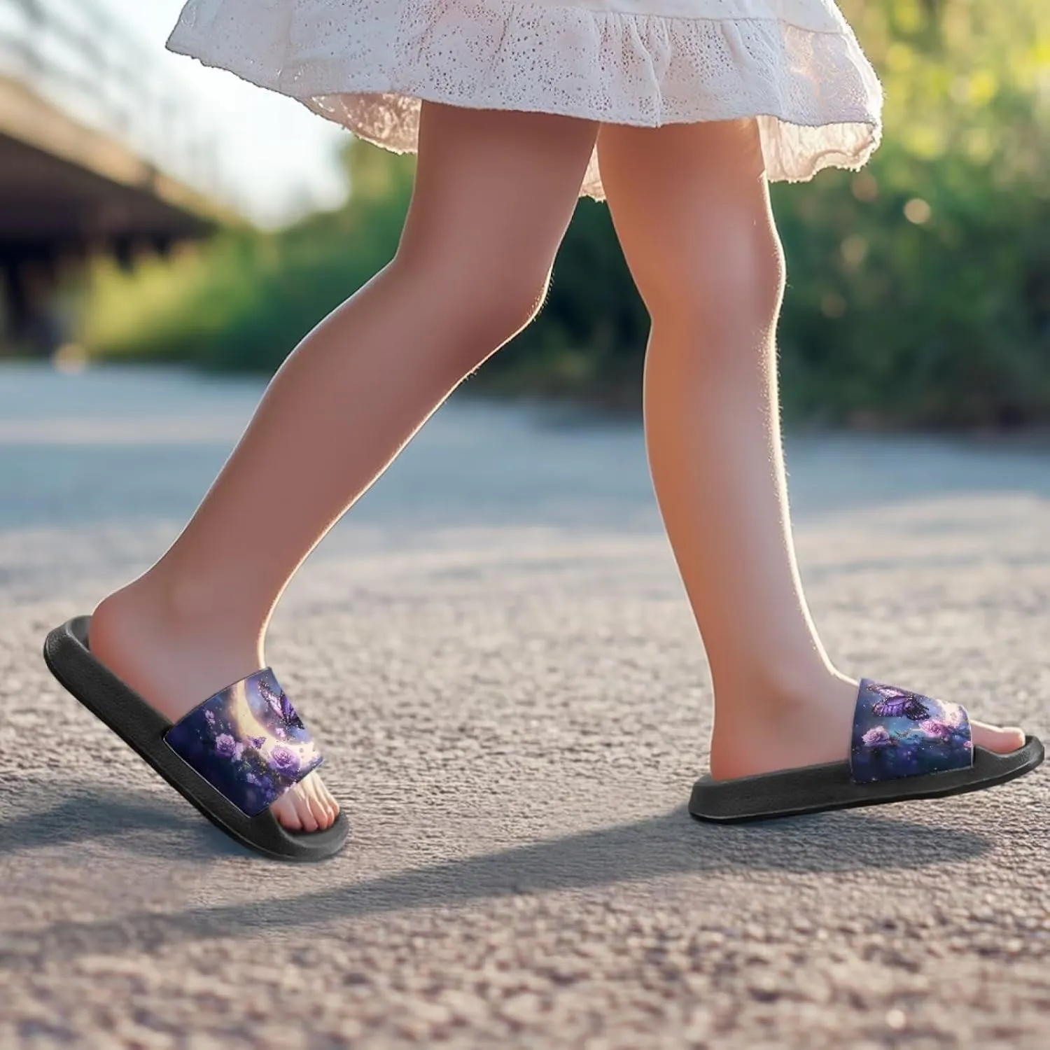 Girls Slide Sandals Non Slip Summer House Slippers Kids Open Toe Beach Slides Stylish Kids Shower Shoes