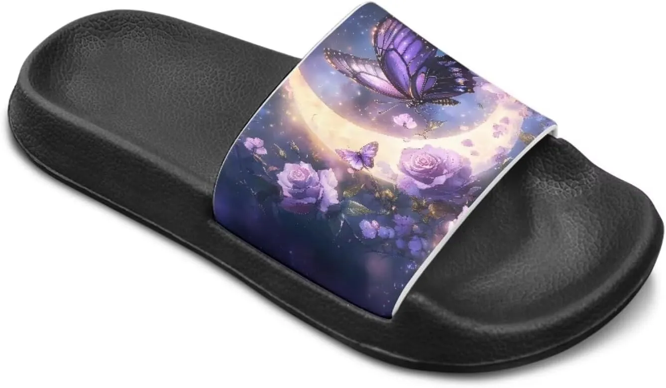 Girls Slide Sandals Non Slip Summer House Slippers Kids Open Toe Beach Slides Stylish Kids Shower Shoes
