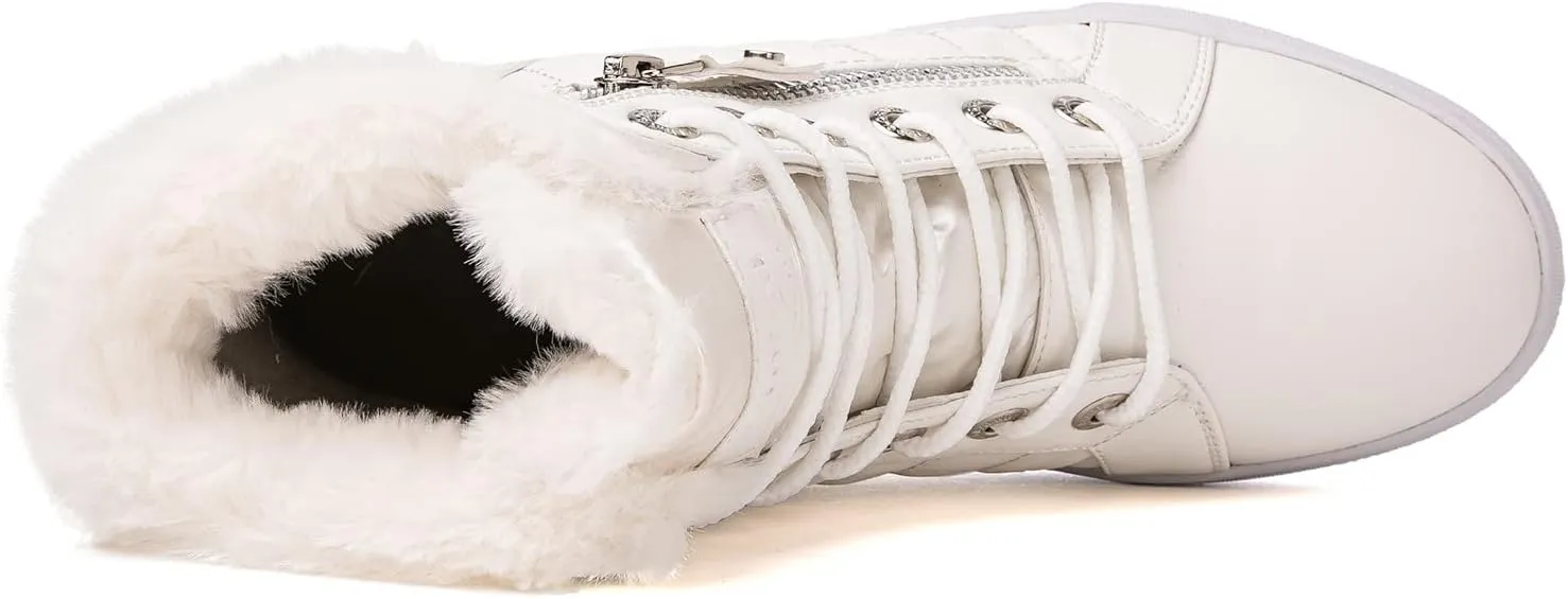 GLOBALWIN Women’s Platform Wedge Sneakers Outdoor Anti-Slip Winter Snow Hiking Furry Ankle Boots for Women