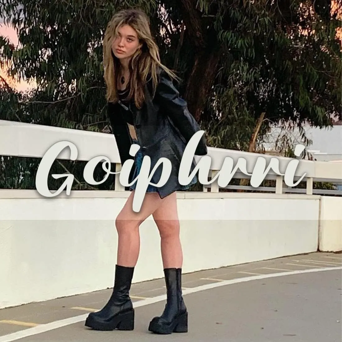 Goiphrri Ankle Boots for Women Chunky Heel Platform Boots Fashion Work Combat Booties Round Toe Punk Boot Party Rave Booties for Women