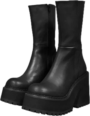Goiphrri Ankle Boots for Women Chunky Heel Platform Boots Fashion Work Combat Booties Round Toe Punk Boot Party Rave Booties for Women
