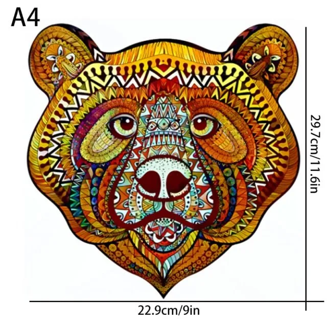Golden Brown Boho Bear 3D Wood Jigsaw Puzzle