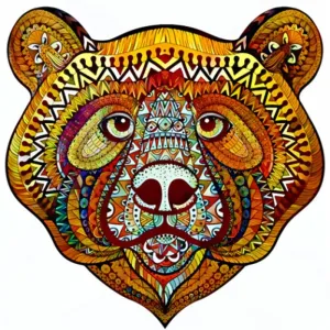 Golden Brown Boho Bear 3D Wood Jigsaw Puzzle